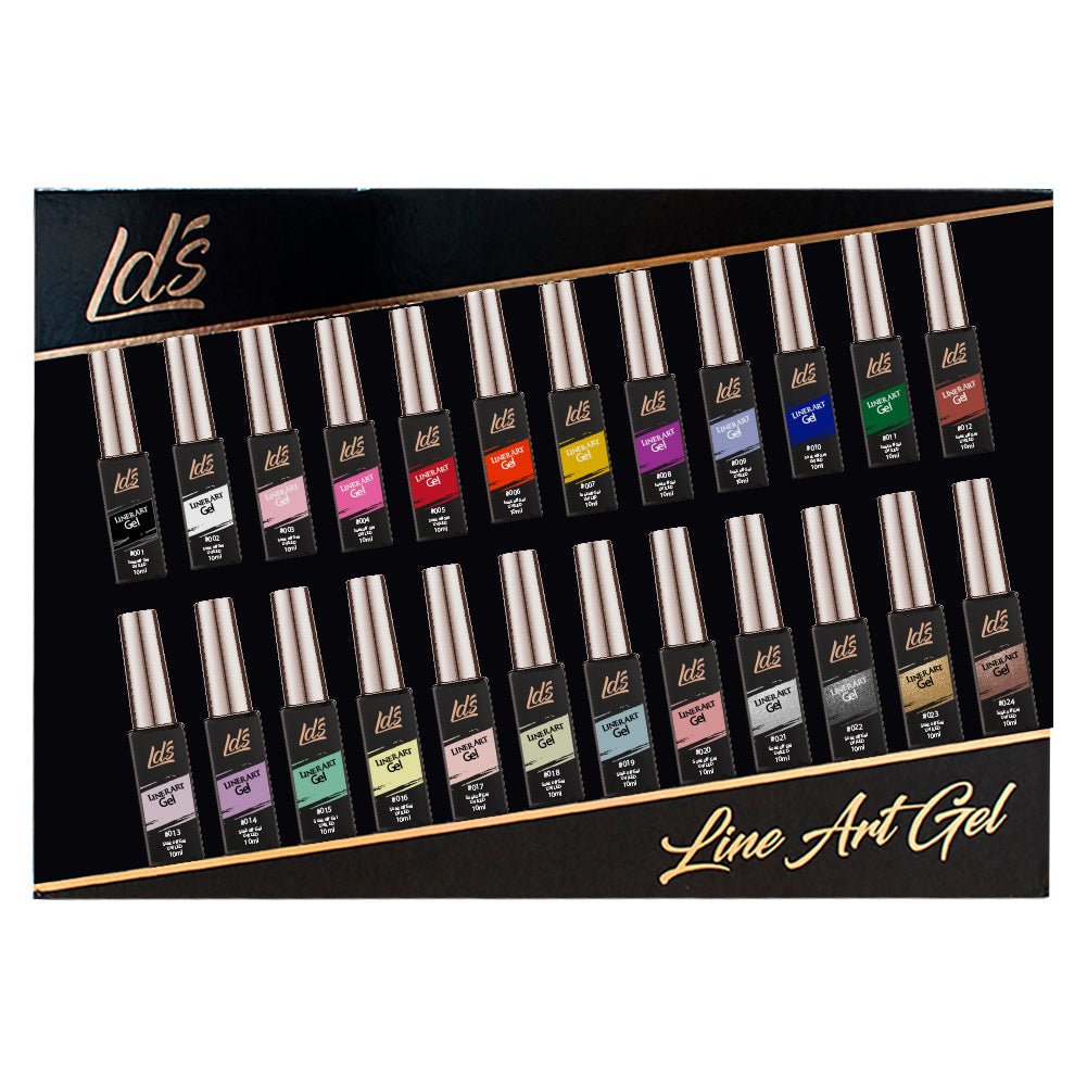 LDS Gel Polish Nail Art Liner Set (24 colors): 01 - 24 (ver 2) - DTK Nail Supply