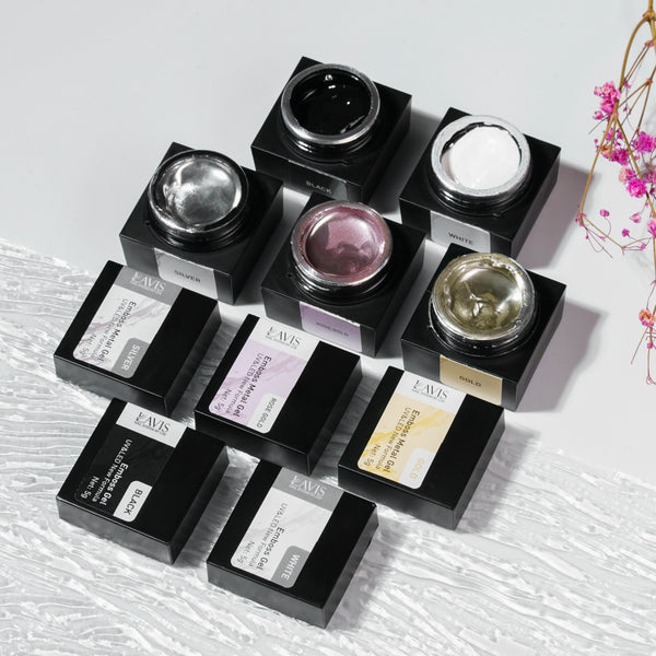 Set Emboss Gel Polish Nail Art 5 Colors - 0.5oz by LAVIS NAILS ART sold by DTK Nail Supply