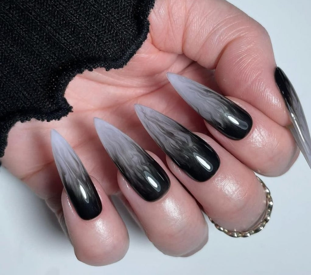 Milky Black Nails
