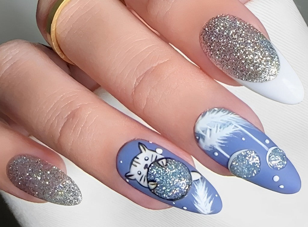 Trendy Blue Winter Nail Designs