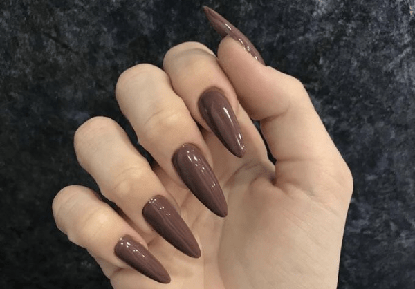 Catch up with the elegant warm brown nail color trend - Chaun Legend Knock On Wood is here - DTK Nail Supply