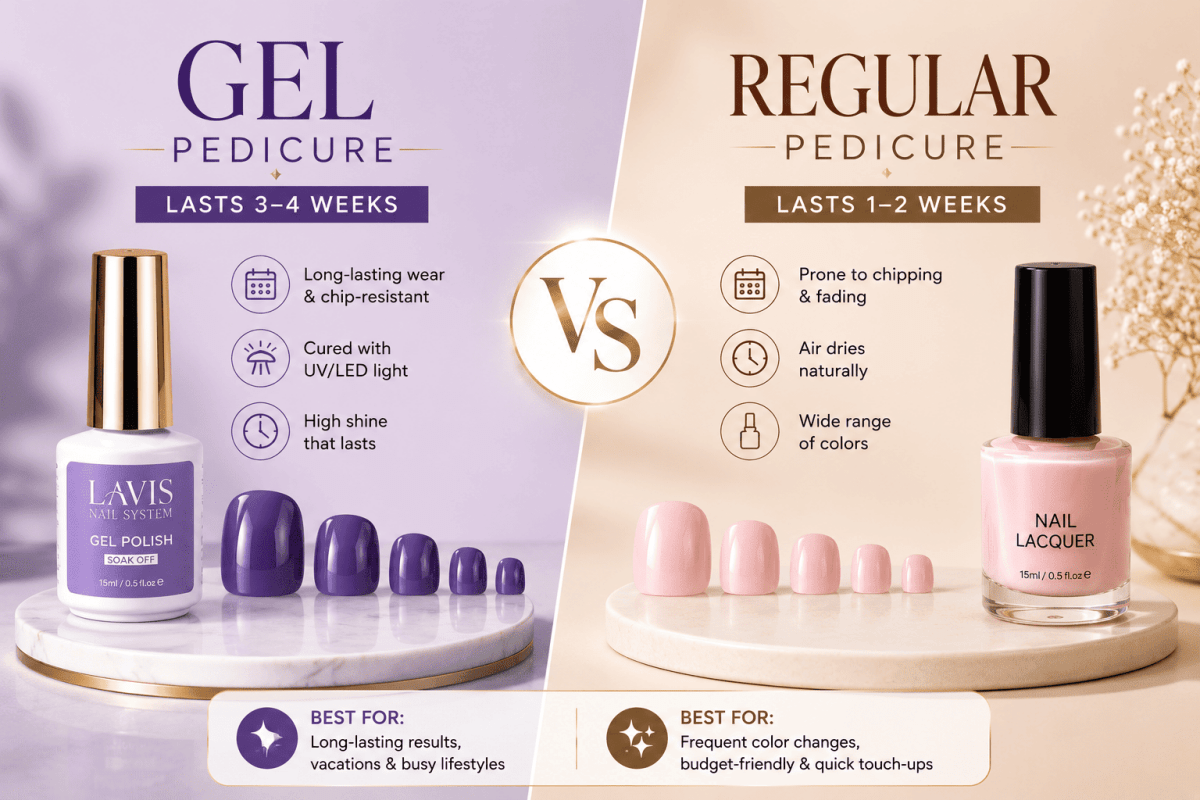 Gel Pedicure vs Regular Pedicure: How Long Does Each Last? - DTK Nail Supply