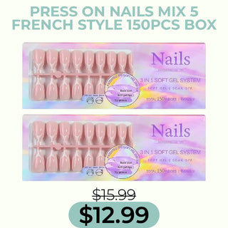 Press On Nails Mix 5 French Style 150pcsbox