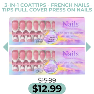 3-in-1 Coattips - French Nails Tips Full Cover Press on Nails