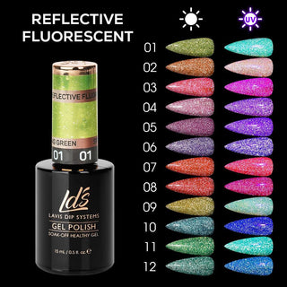 NEON REFLECTIVE GLITTER GEL POLISH SPARKLE FLUORESCENT - DTK Nail Supply