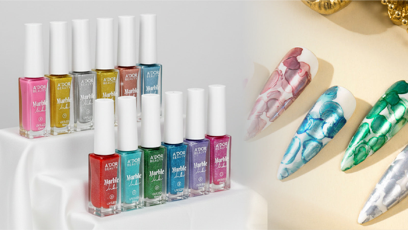 A'DOR Metallic Marble Ink Collection - DTK Nail Supply