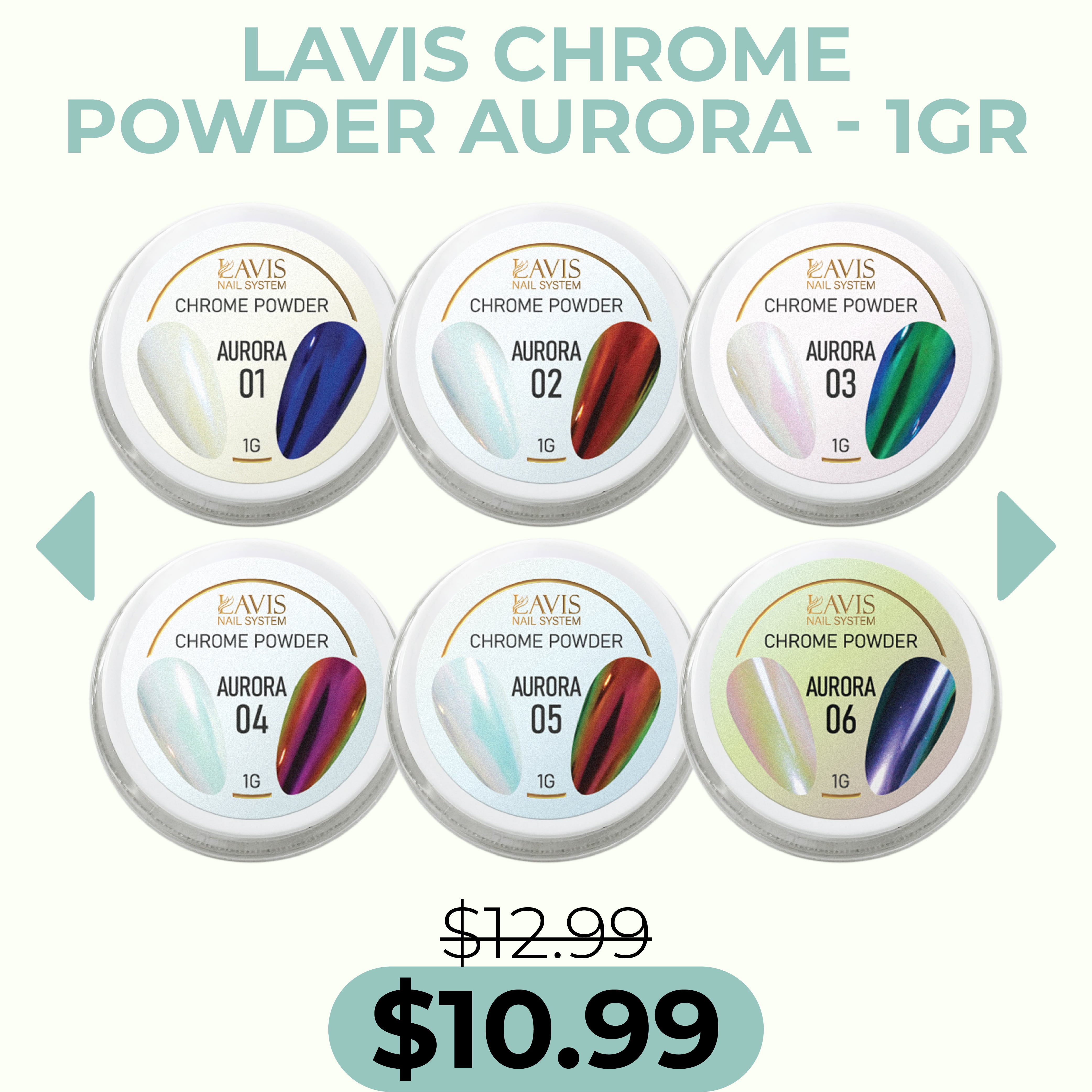 LAVIS Chrome Powder AURORA - 1gr - DTK Nail Supply