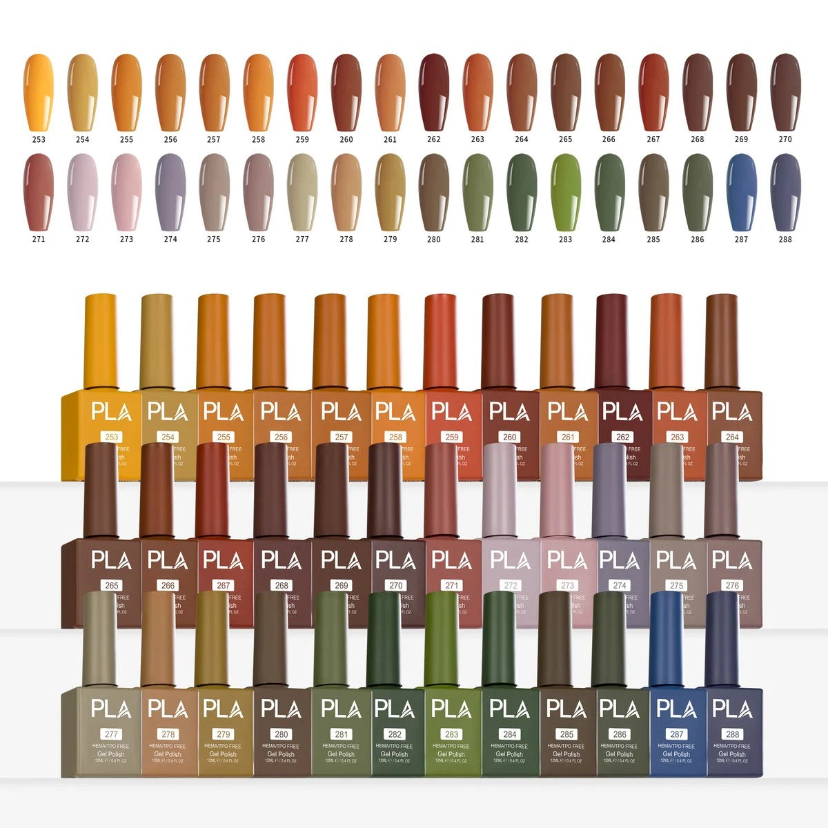 PLA Fall Collection - Set of 36 Colors - Gel Polish, Nail Lacquer & Dip Powder - DTK Nail Supply