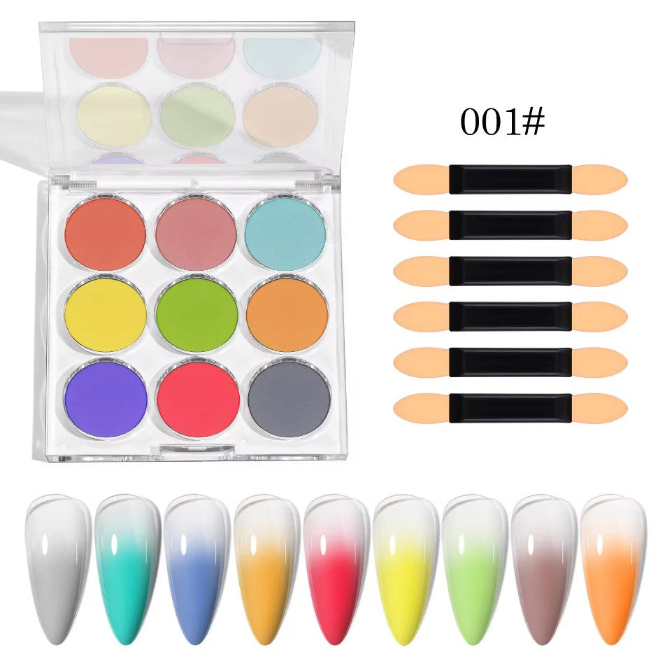  9 Colors Gradient Nail Chrome Powder 001# Lucky Charm by Chrome sold by DTK Nail Supply