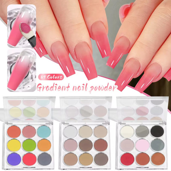  9 Colors Gradient Nail Chrome Powder 002# Cherry Delight by Chrome sold by DTK Nail Supply