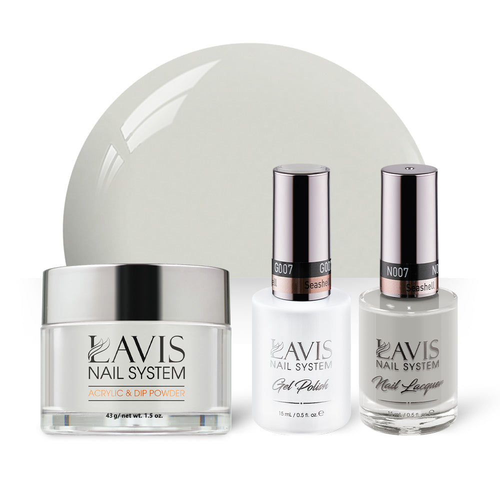  LAVIS 3 in 1 - 007 Seashell - Acrylic & Dip Powder, Gel & Lacquer by LAVIS NAILS sold by DTK Nail Supply