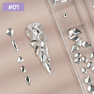  12 Grids Flat Diamonds Rhinestones #01 White by Rhinestones sold by DTK Nail Supply