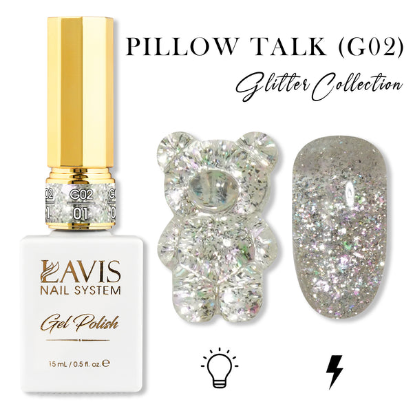 LAVIS Glitter G02 - 01 - Gel Polish 0.5 oz - Pillow Talk Collection by LAVIS NAILS sold by DTK Nail Supply