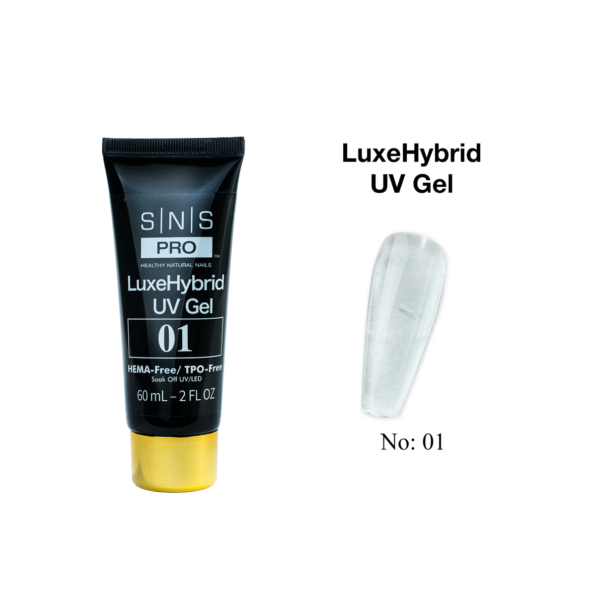 SNS Pro LuxeHybrid UV Gel - 01 - HEMA & TPO Free - 60ml - DTK Nail Supply