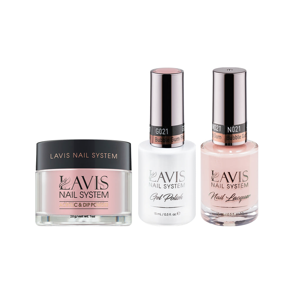 LAVIS 3 in 1 - 021 Bubble Gum Pop Gum - Acrylic & Dip Powder, Gel & Lacquer by LAVIS NAILS sold by DTK Nail Supply