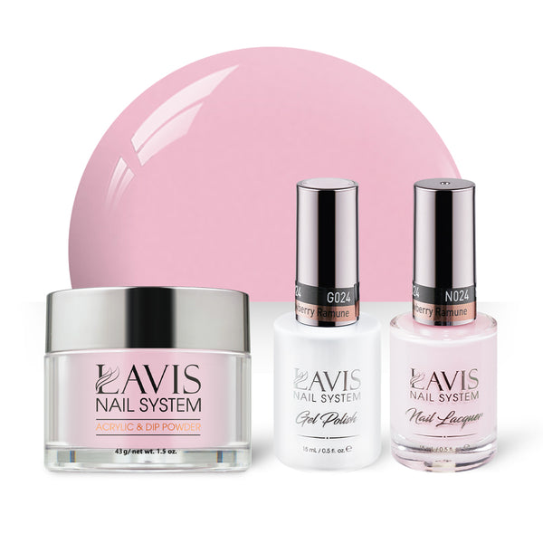  LAVIS 3 in 1 - 024 Strawberry Ramune - Acrylic & Dip Powder, Gel & Lacquer by LAVIS NAILS sold by DTK Nail Supply