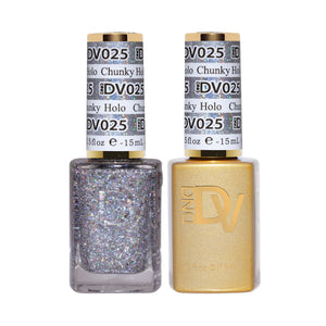 DND DV 025 Chunky Holo - DND Diva Gel Polish & Matching Nail Lacquer Duo Set