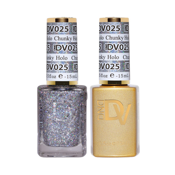 DND DV 025 Chunky Holo - DND Diva Gel Polish & Matching Nail Lacquer Duo Set