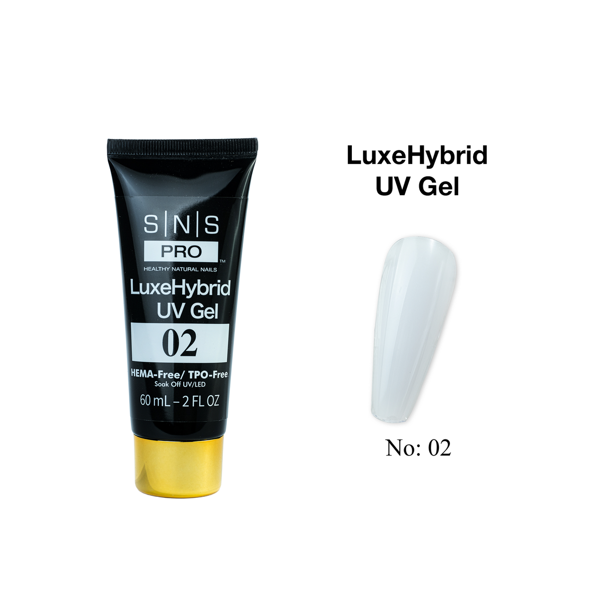 SNS Pro LuxeHybrid UV Gel - 02 - HEMA & TPO Free - 60ml - DTK Nail Supply