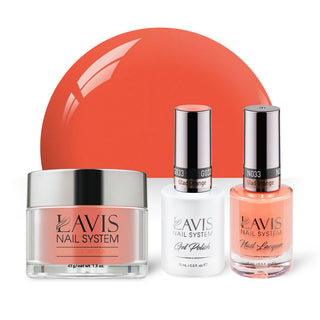  LAVIS 3 in 1 - 033 Glad Orange - Acrylic & Dip Powder, Gel & Lacquer by LAVIS NAILS sold by DTK Nail Supply