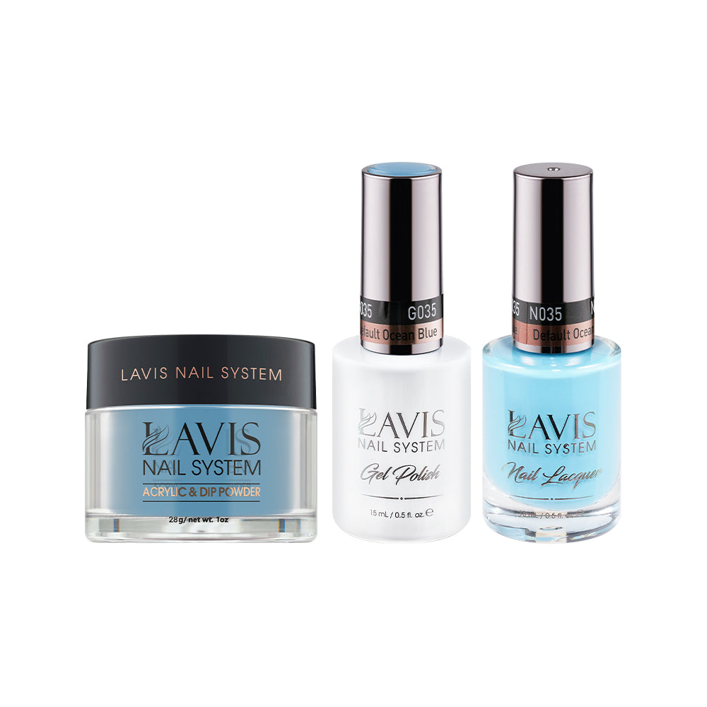  LAVIS 3 in 1 - 035 Default Ocean Blue - Acrylic & Dip Powder, Gel & Lacquer by LAVIS NAILS sold by DTK Nail Supply