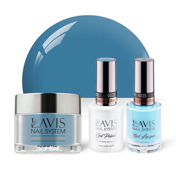  LAVIS 3 in 1 - 035 Default Ocean Blue - Acrylic & Dip Powder, Gel & Lacquer by LAVIS NAILS sold by DTK Nail Supply