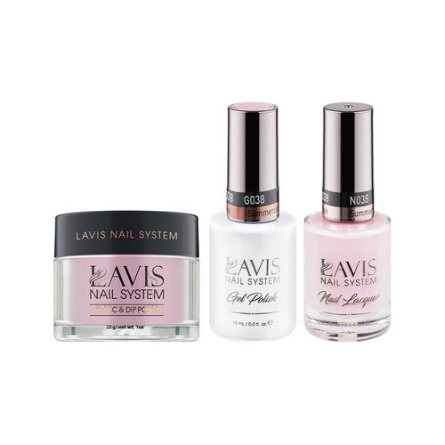 LAVIS 3 in 1 - 038 Summertime Rose - Acrylic & Dip Powder, Gel & Lacquer by LAVIS NAILS sold by DTK Nail Supply