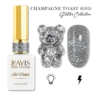 LAVIS Glitter G05 - 03 - Gel Polish 0.5oz - Champagne Toast Glitter Collection