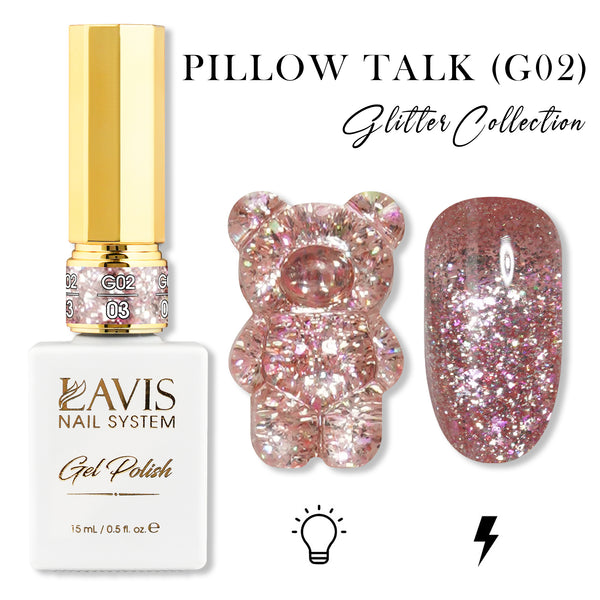 LAVIS Glitter G02 - 03 - Gel Polish 0.5 oz - Pillow Talk Collection by LAVIS NAILS sold by DTK Nail Supply