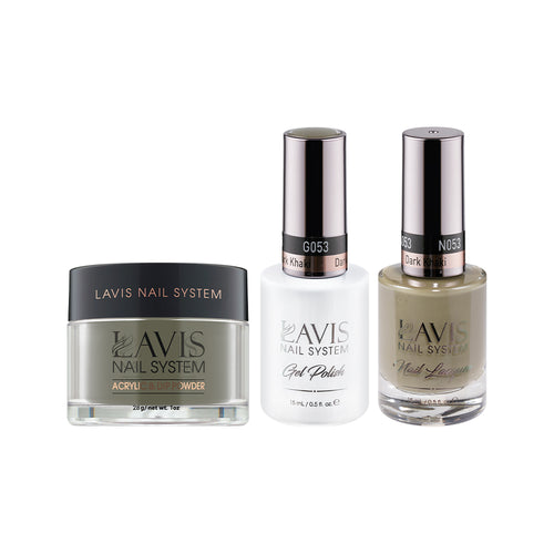 LAVIS 3 in 1 - 053 Dark Khaki - Acrylic & Dip Powder, Gel & Lacquer by LAVIS NAILS sold by DTK Nail Supply