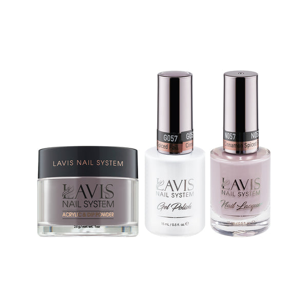  LAVIS 3 in 1 - 057 Cinnamon Spiced Fall - Acrylic & Dip Powder, Gel & Lacquer by LAVIS NAILS sold by DTK Nail Supply