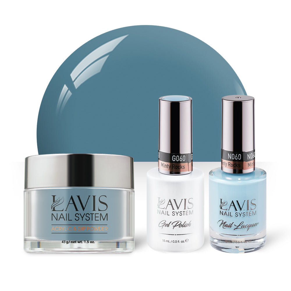  LAVIS 3 in 1 - 060 Minty Rocks - Acrylic & Dip Powder, Gel & Lacquer by LAVIS NAILS sold by DTK Nail Supply