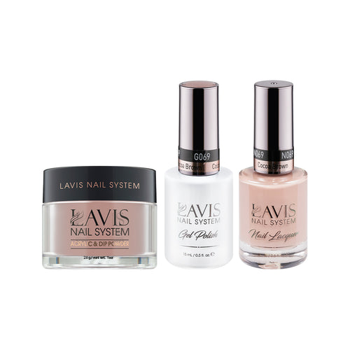  LAVIS 3 in 1 - 069 Cocoa Brown - Acrylic & Dip Powder, Gel & Lacquer by LAVIS NAILS sold by DTK Nail Supply