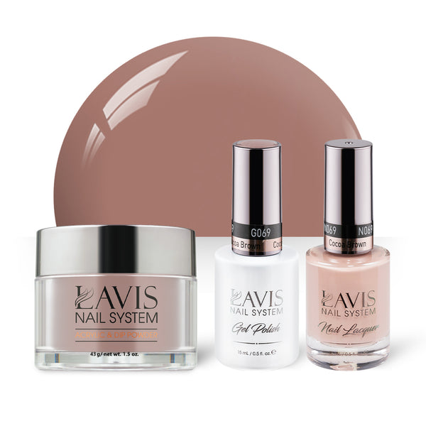  LAVIS 3 in 1 - 069 Cocoa Brown - Acrylic & Dip Powder, Gel & Lacquer by LAVIS NAILS sold by DTK Nail Supply