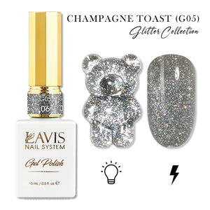 LAVIS Glitter G05 - 06 - Gel Polish 0.5oz - Champagne Toast Glitter Collection by LAVIS NAILS sold by DTK Nail Supply