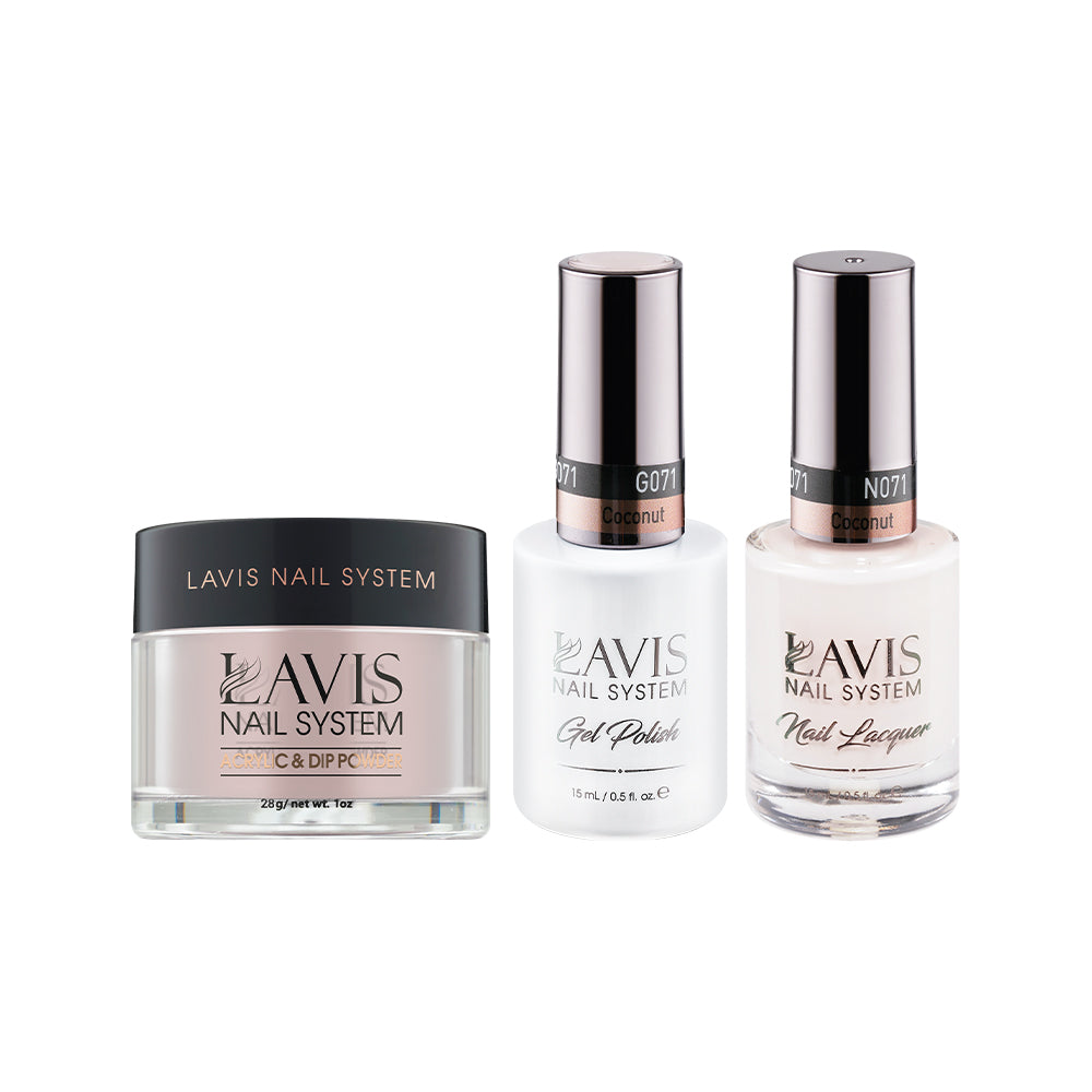  LAVIS 3 in 1 - 071 Coconut - Acrylic & Dip Powder, Gel & Lacquer by LAVIS NAILS sold by DTK Nail Supply