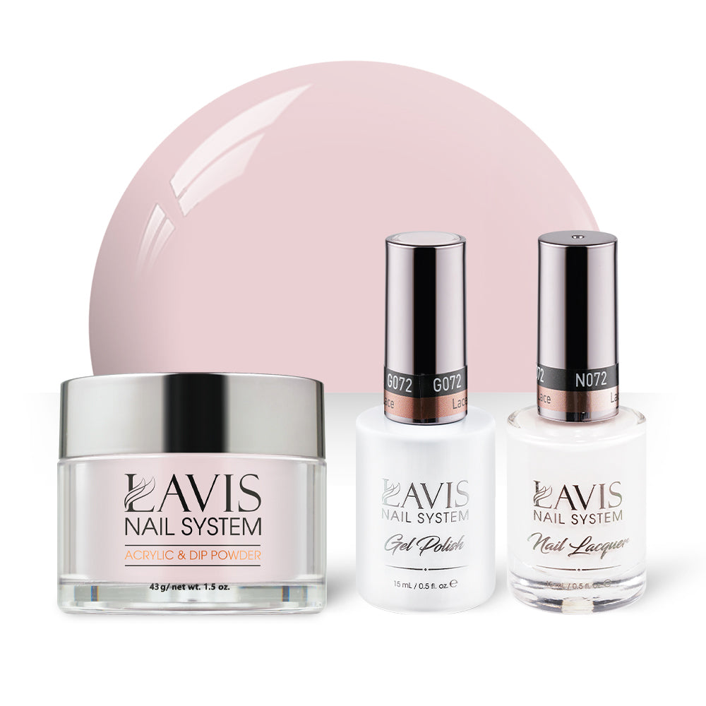  LAVIS 3 in 1 - 072 Lace - Acrylic & Dip Powder, Gel & Lacquer by LAVIS NAILS sold by DTK Nail Supply