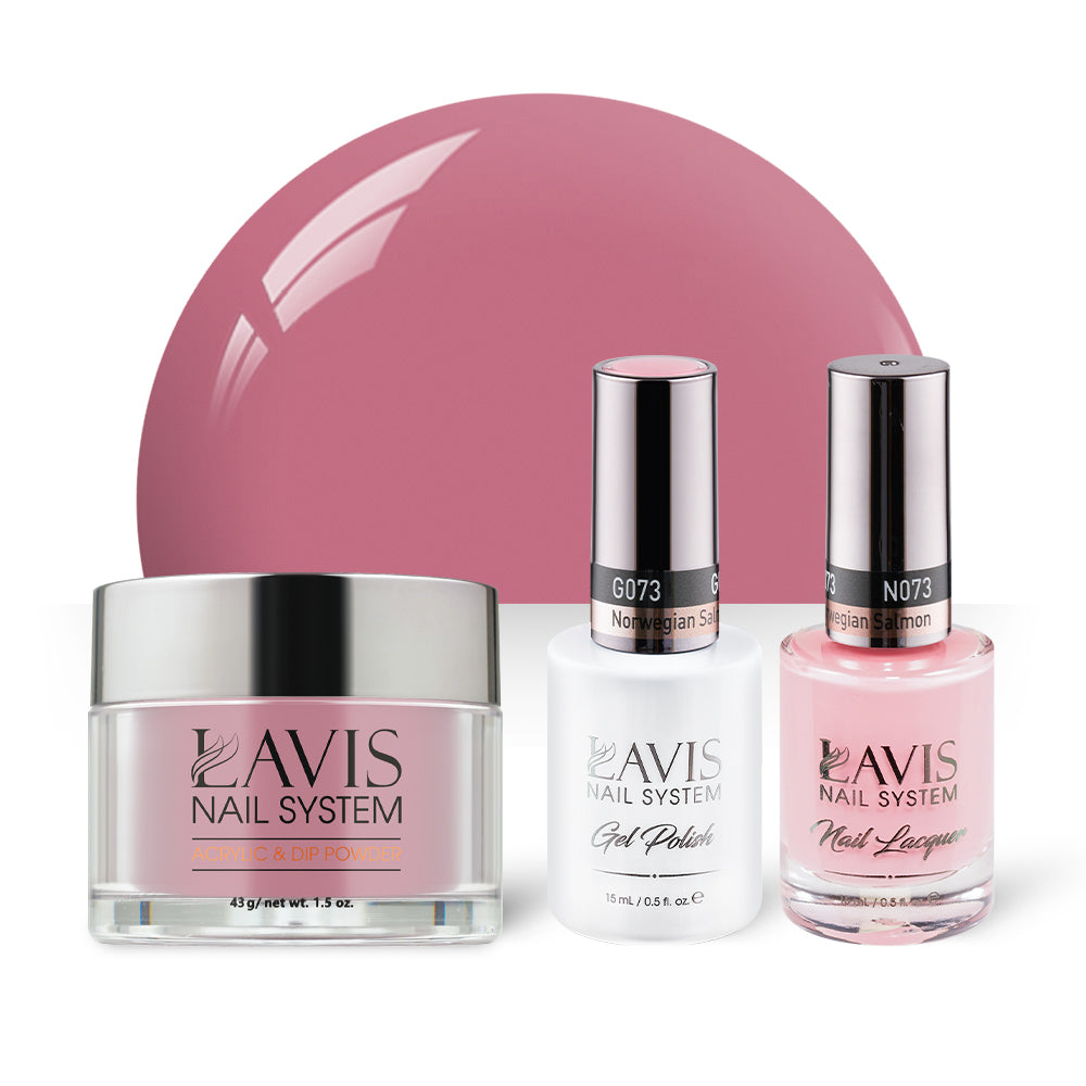  LAVIS 3 in 1 - 073 Norwegian Salmon - Acrylic & Dip Powder, Gel & Lacquer by LAVIS NAILS sold by DTK Nail Supply