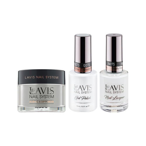  LAVIS 3 in 1 - 075 Cloudy Gray - Acrylic & Dip Powder, Gel & Lacquer by LAVIS NAILS sold by DTK Nail Supply