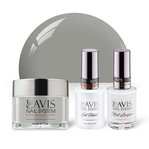  LAVIS 3 in 1 - 075 Cloudy Gray - Acrylic & Dip Powder, Gel & Lacquer by LAVIS NAILS sold by DTK Nail Supply