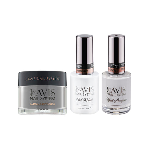  LAVIS 3 in 1 - 079 Metal Gray - Acrylic & Dip Powder, Gel & Lacquer by LAVIS NAILS sold by DTK Nail Supply