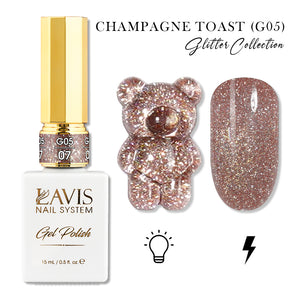 LAVIS Glitter G05 - 07 - Gel Polish 0.5oz - Champagne Toast Glitter Collection by LAVIS NAILS sold by DTK Nail Supply