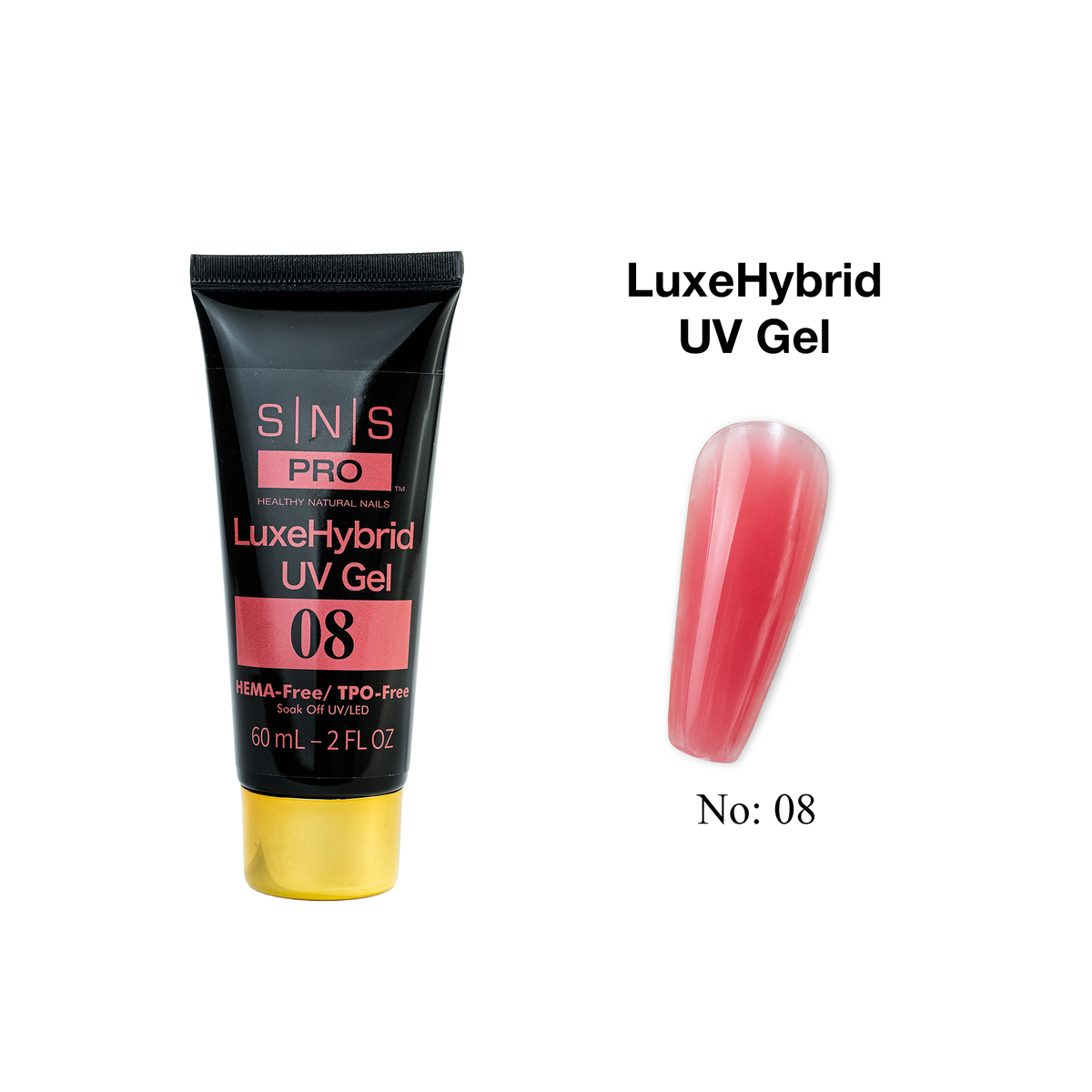 SNS Pro LuxeHybrid UV Gel - 08 - HEMA & TPO Free - 60ml - DTK Nail Supply