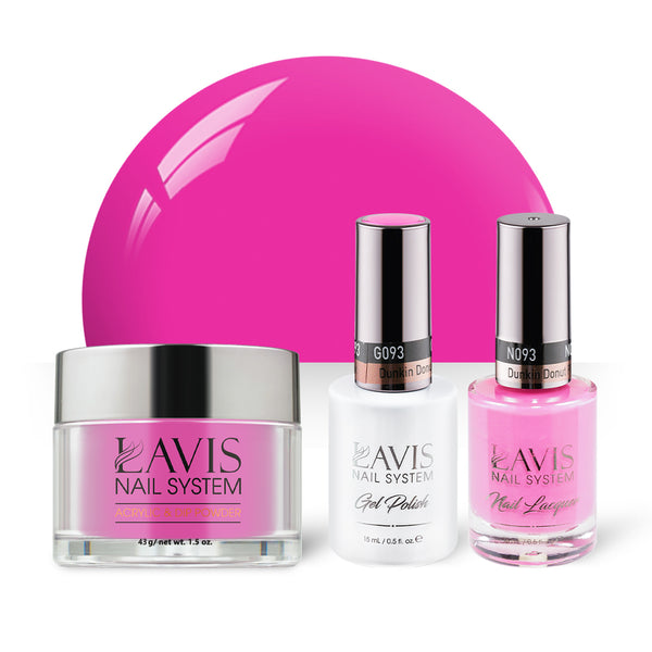 LAVIS 3 in 1 - 093 Dunkin Donut Pink - Acrylic & Dip Powder, Gel & Lacquer by LAVIS NAILS sold by DTK Nail Supply