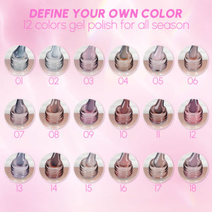 LAVIS Builder Gel 2 - Part 2 Set 18 Colors (B19 - B36) - Gel Polish 15ml