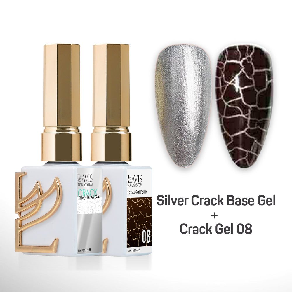 LAVIS Crack Gel 08 + Silver Crack Base Gel - 0.5 oz
