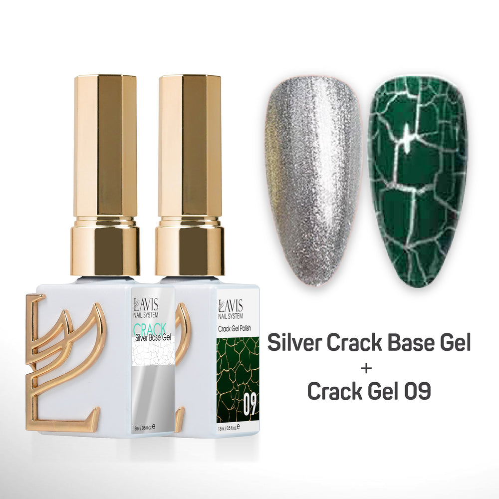 LAVIS Crack Gel 09 + Silver Crack Base Gel - 0.5 oz