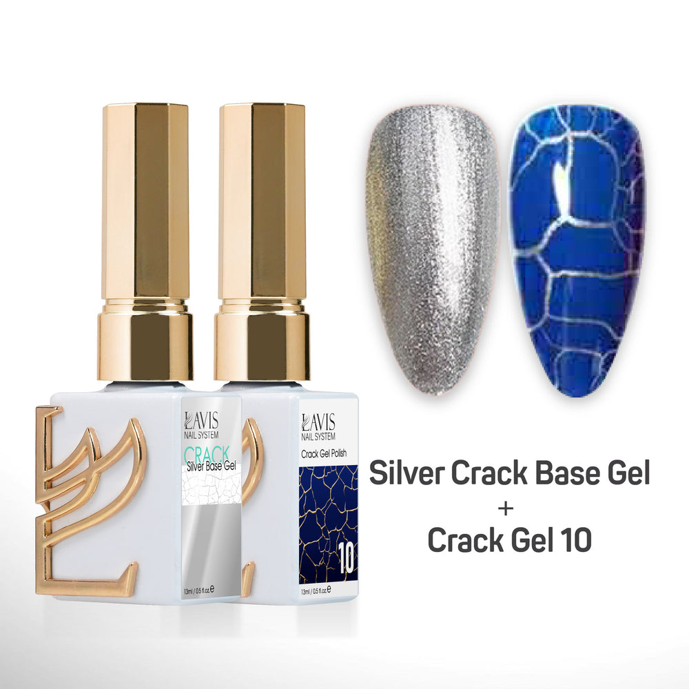 LAVIS Crack Gel 10 + Silver Crack Base Gel - 0.5 oz
