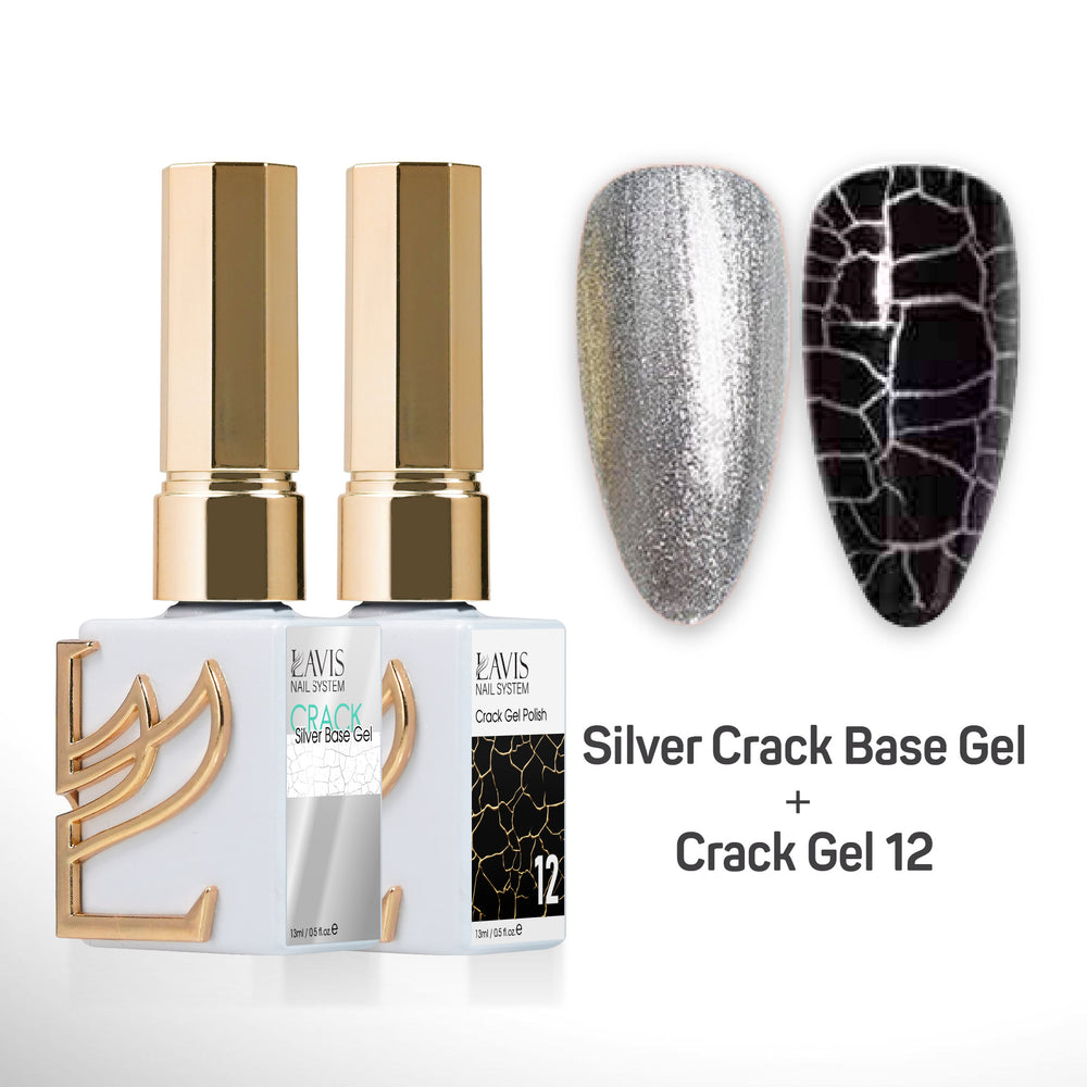 LAVIS Crack Gel 12 + Silver Crack Base Gel - 0.5 oz