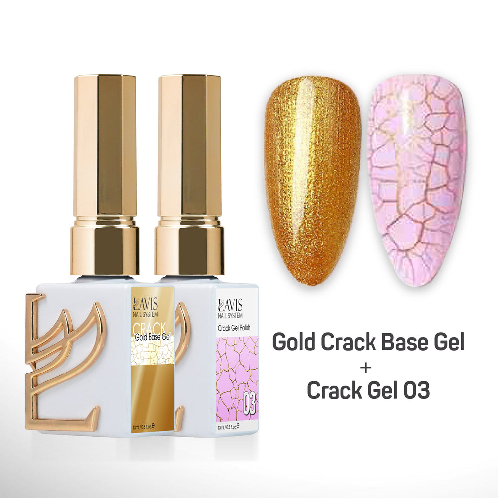 LAVIS Crack Gel 03 + Gold Crack Base Gel - 0.5 oz